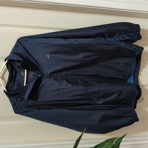 🐢Athletech Men's Navy Windbreaker w/Drawstring Size Medium Mesh Lining